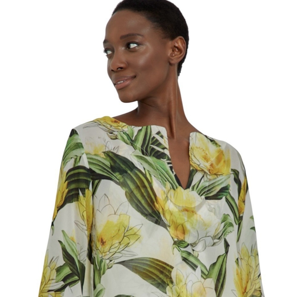 Lenny Niemeyer Solar Floral Tropical Cover Up Dress Women's Large Yellow Green‎